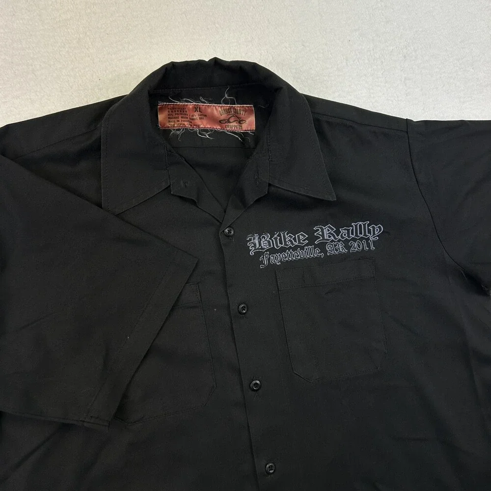 Choppers Button-Up Shirt Mens XL Black Biker Rally Fayetteville 2011 Motorcycle
